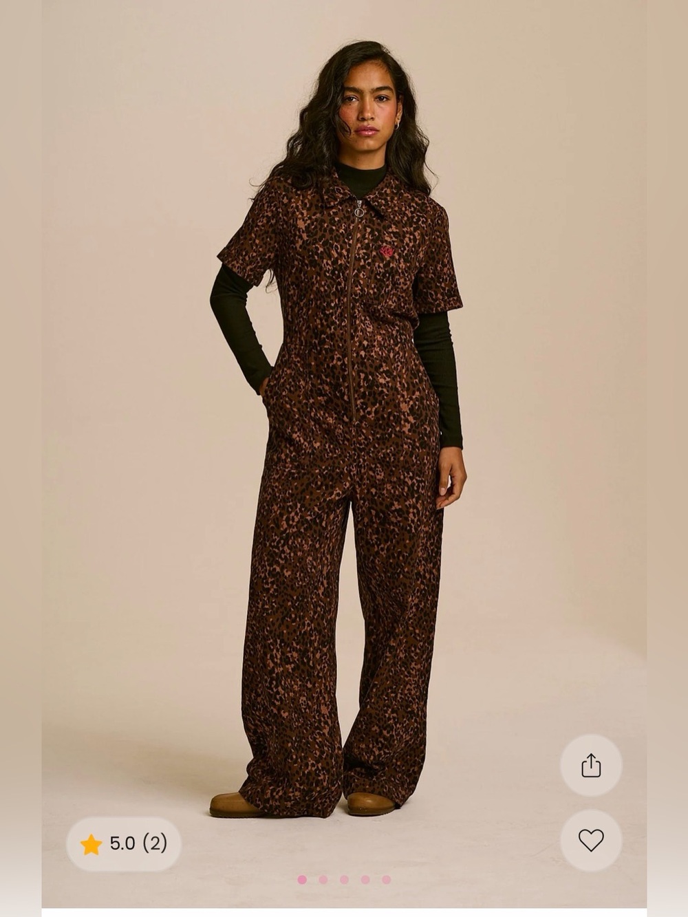 NWT Lucy & Yak Finnegan Full Length Jumpsuit Organic Cotton Twill in Animal